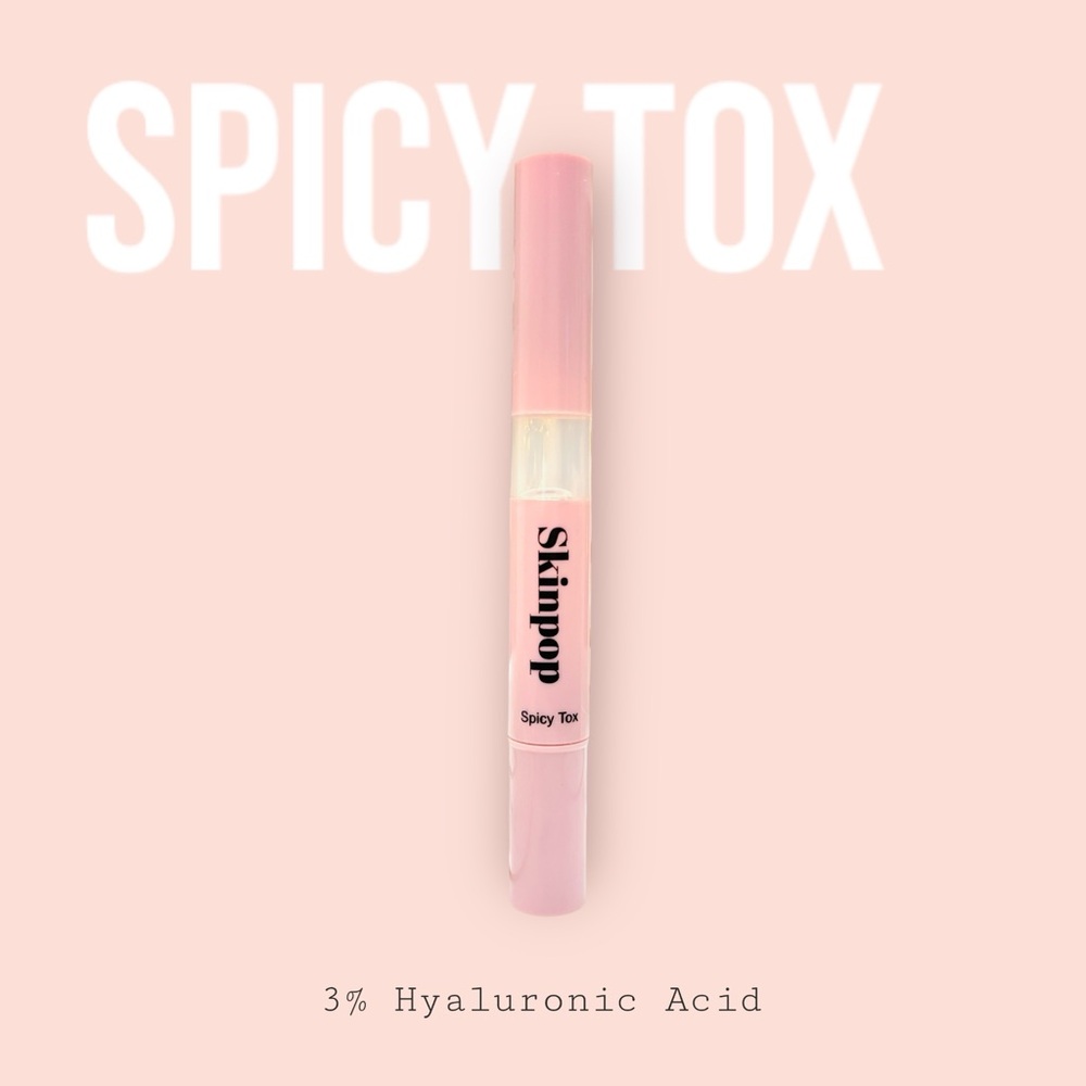 “Spicy Tox” a clear moisturizer with 3% hyaluronic acid to plump your lips